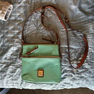 Dooney & Bourke Mint Green Crossbody with Brown Strap